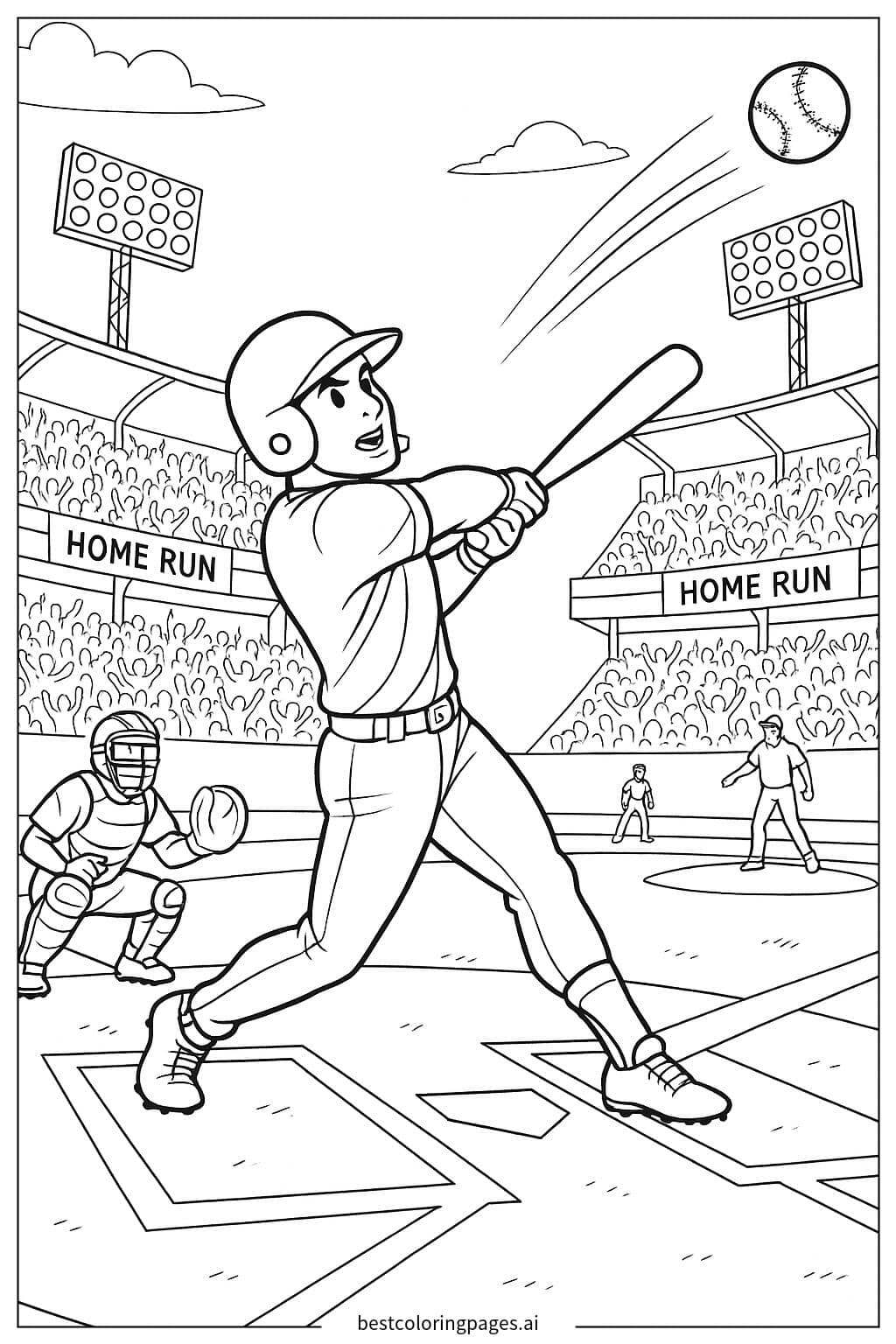 Desenhos de Cena Épica de Home Run para Colorir