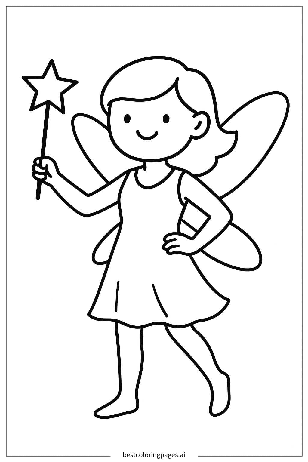 Fairy Waving a Magic Wand Coloring Page