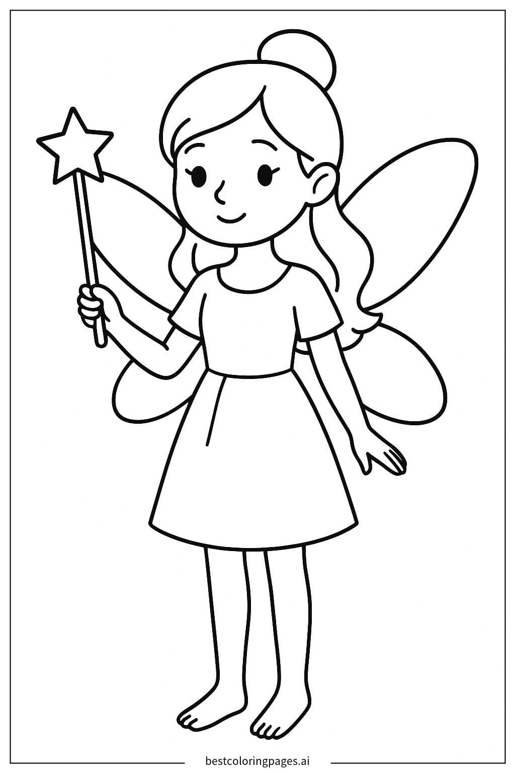 Fairy Holding a Magic Wand Coloring Page
