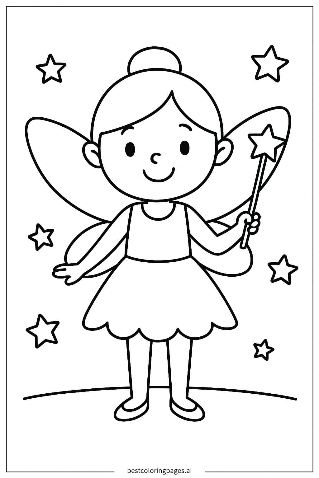 Fairy Holding a Magic Wand Coloring Page