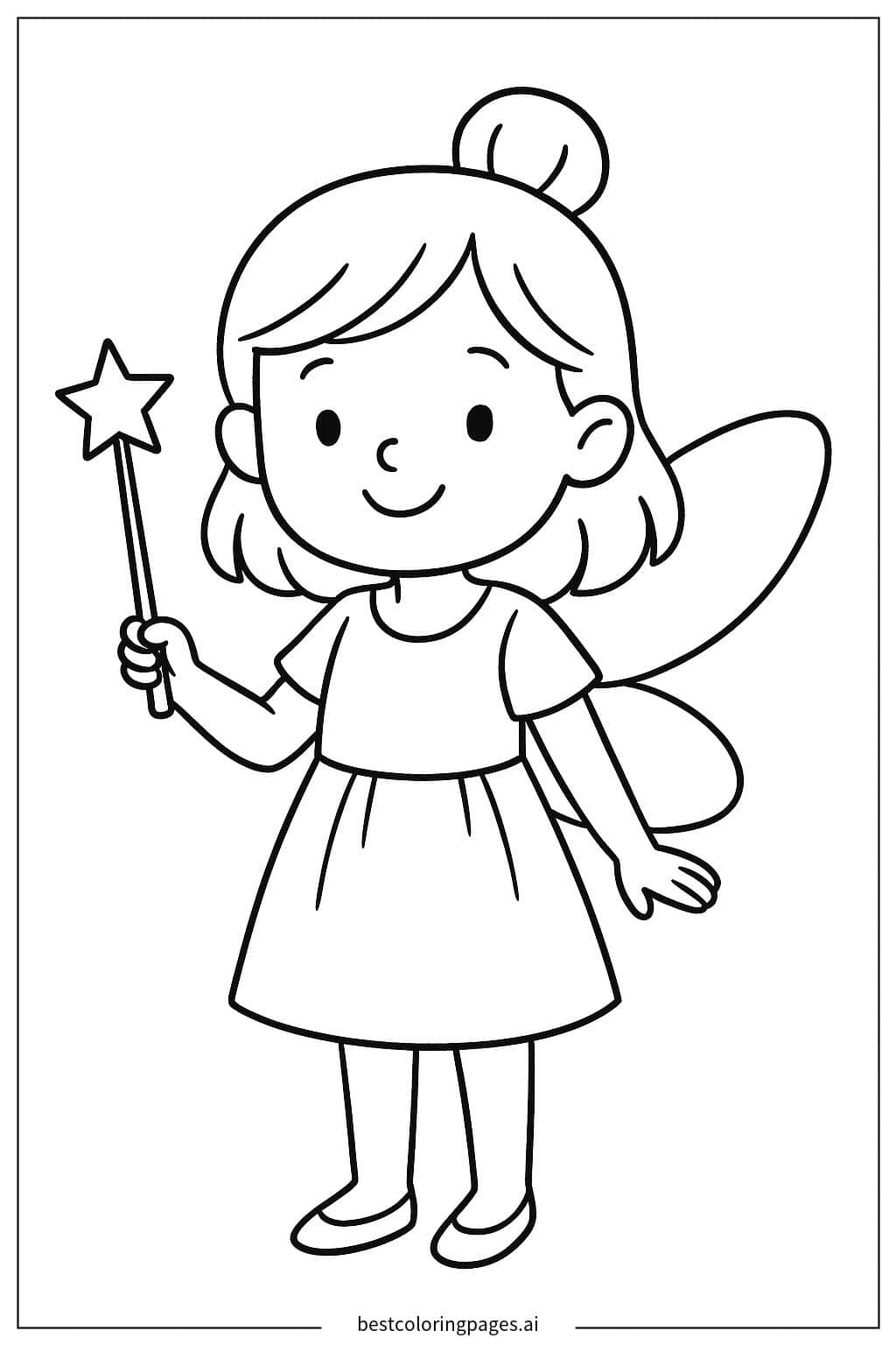Fairy with a Magic Wand Coloring Page