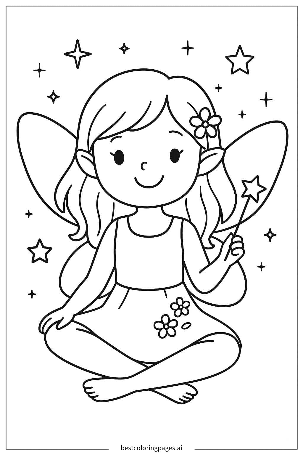 Fairy with Butterfly Wings Coloring Page