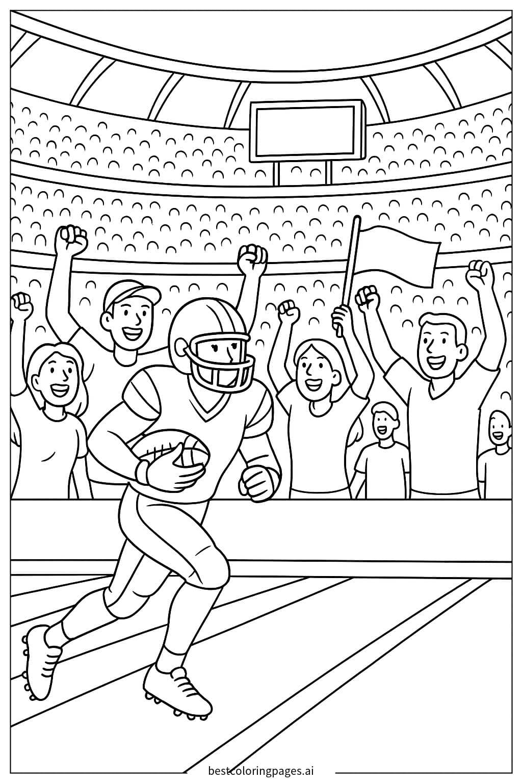 Desenhos de Torcida vibrando no estádio para Colorir