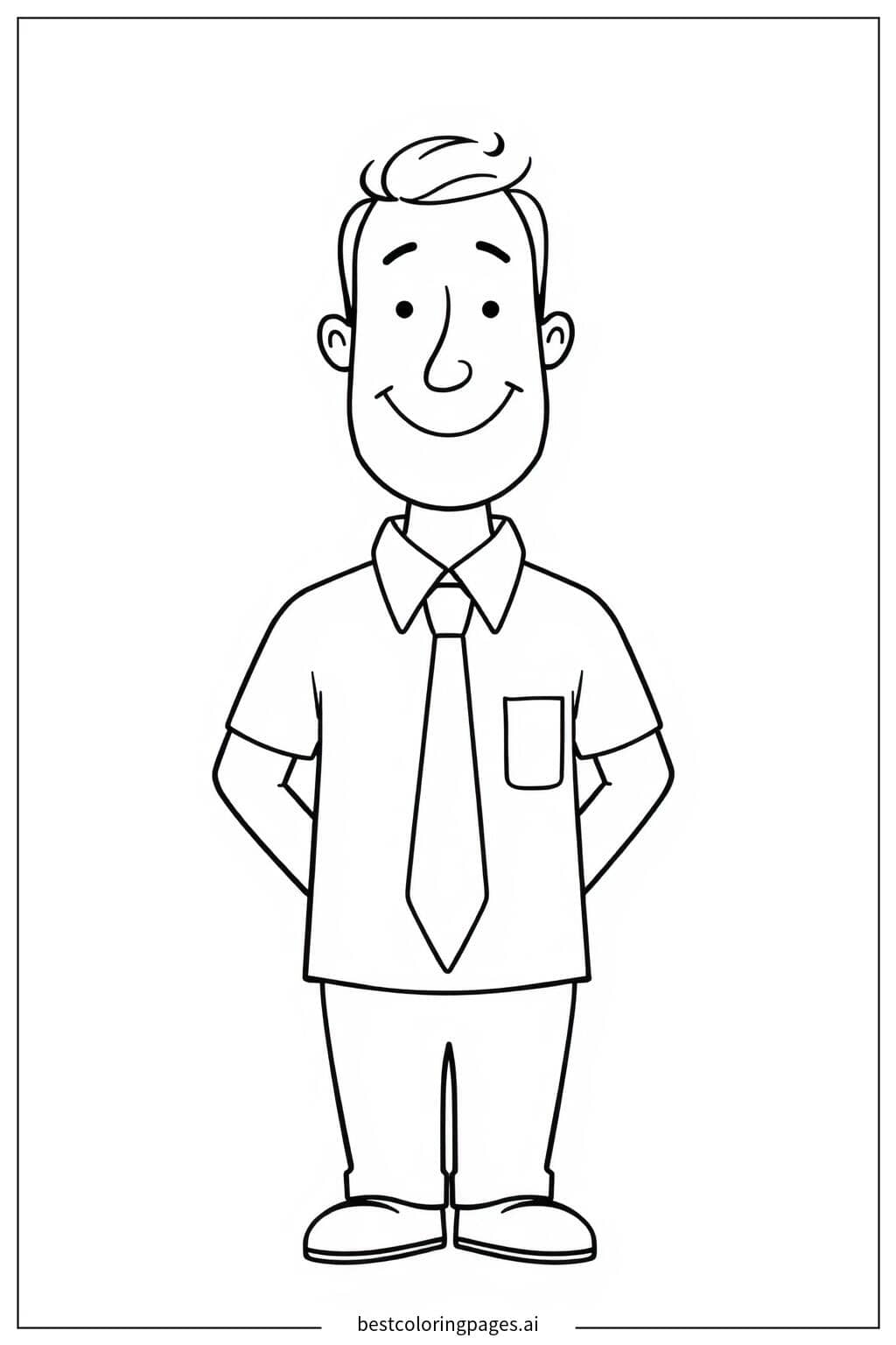 Father Wearing a Tie Coloring Page