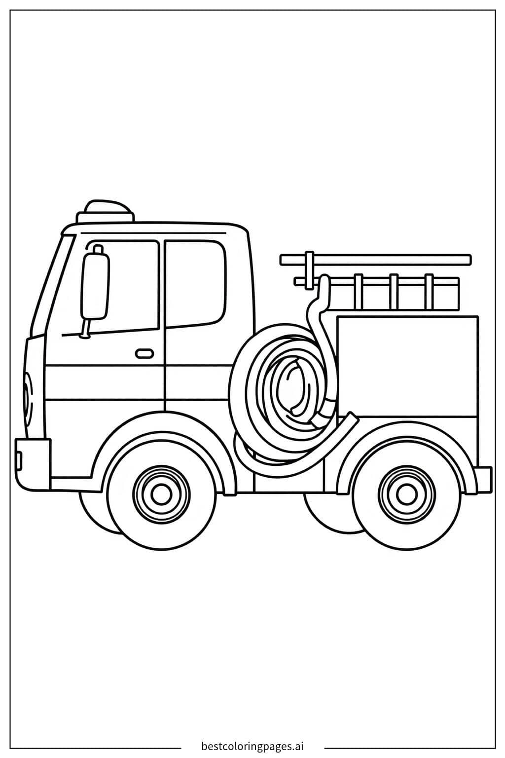 Fire Truck with a Simple Hose Coloring Page