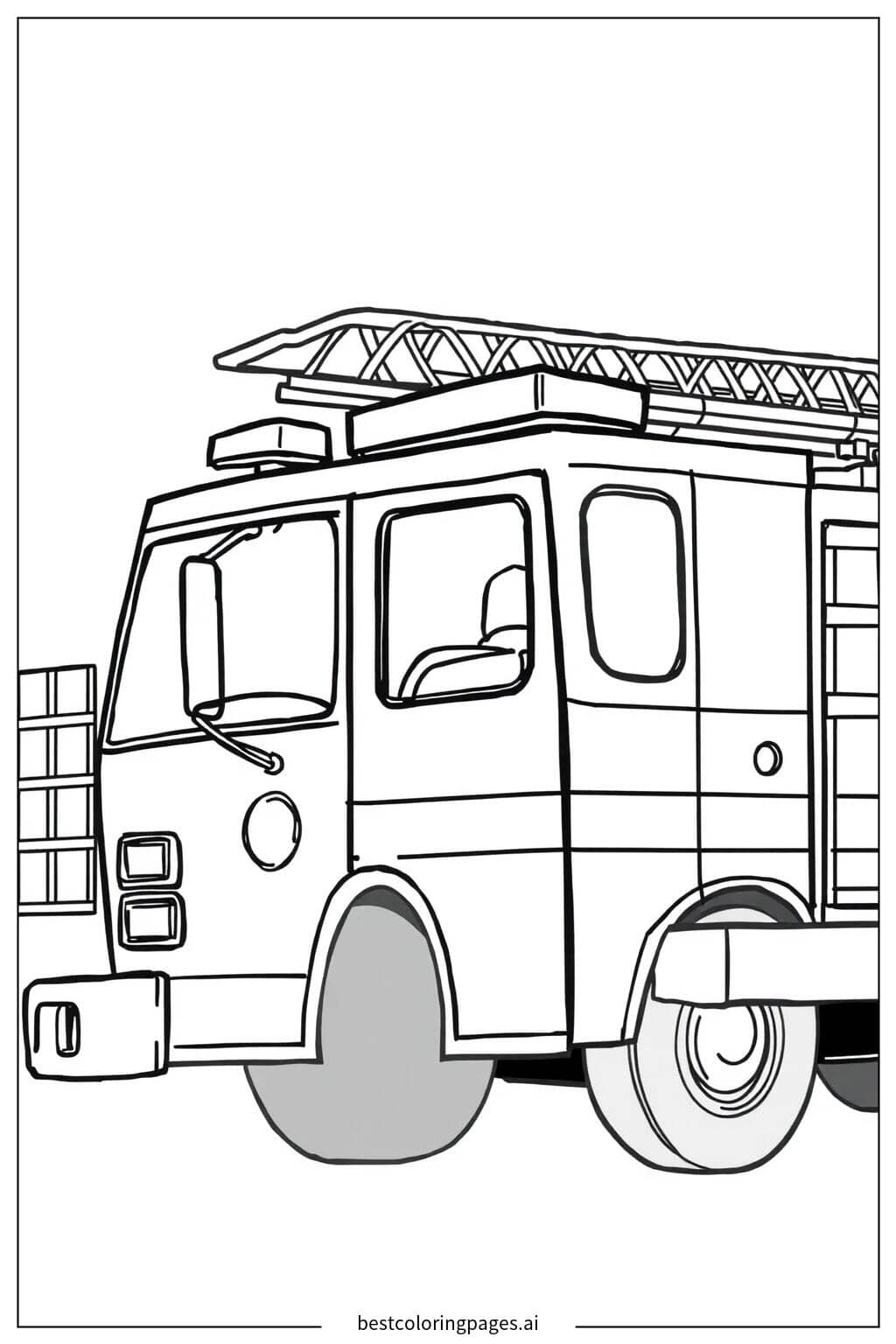 Fire Truck with Flashing Lights Coloring Page