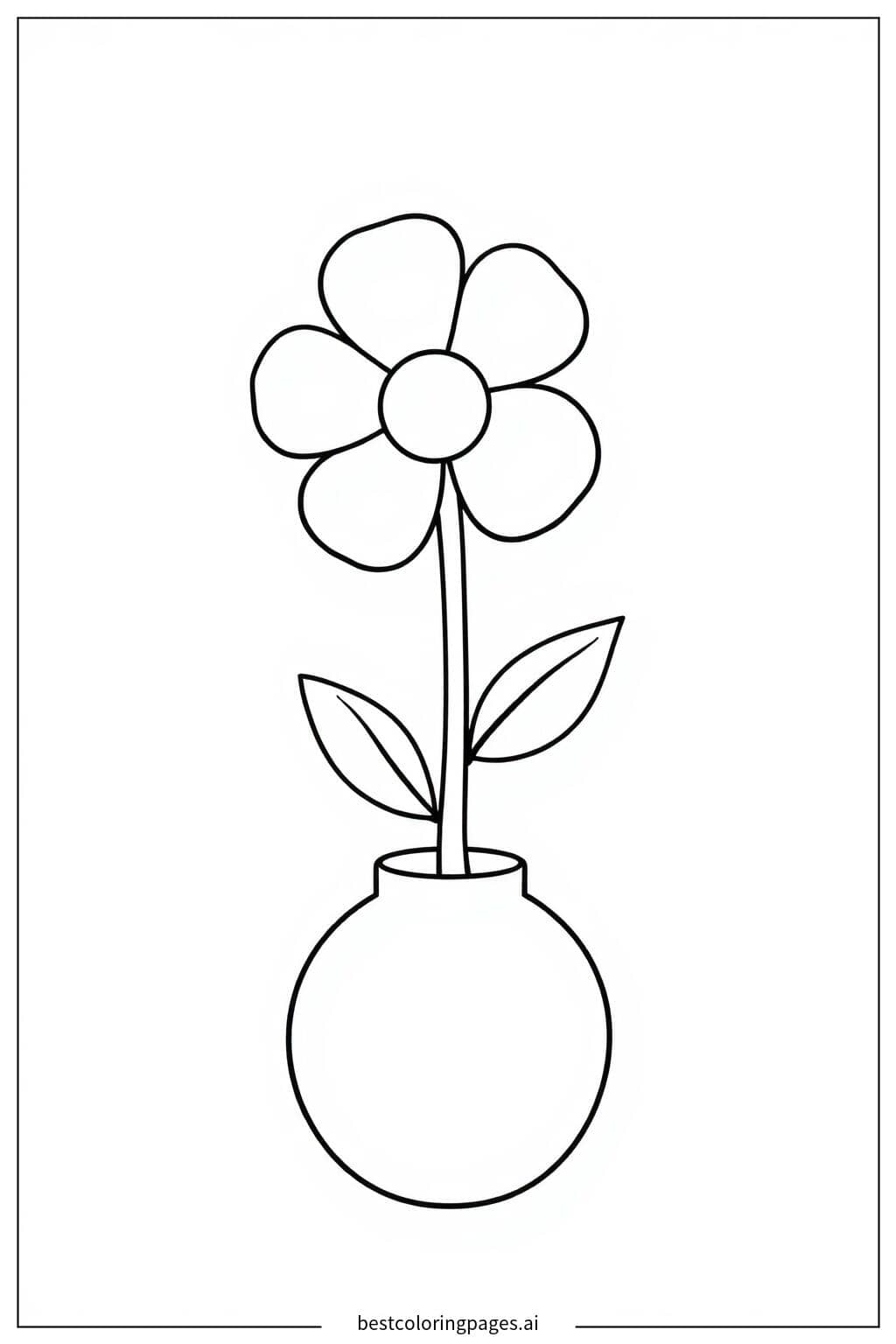 Desenhos de Flor em um vaso para Colorir