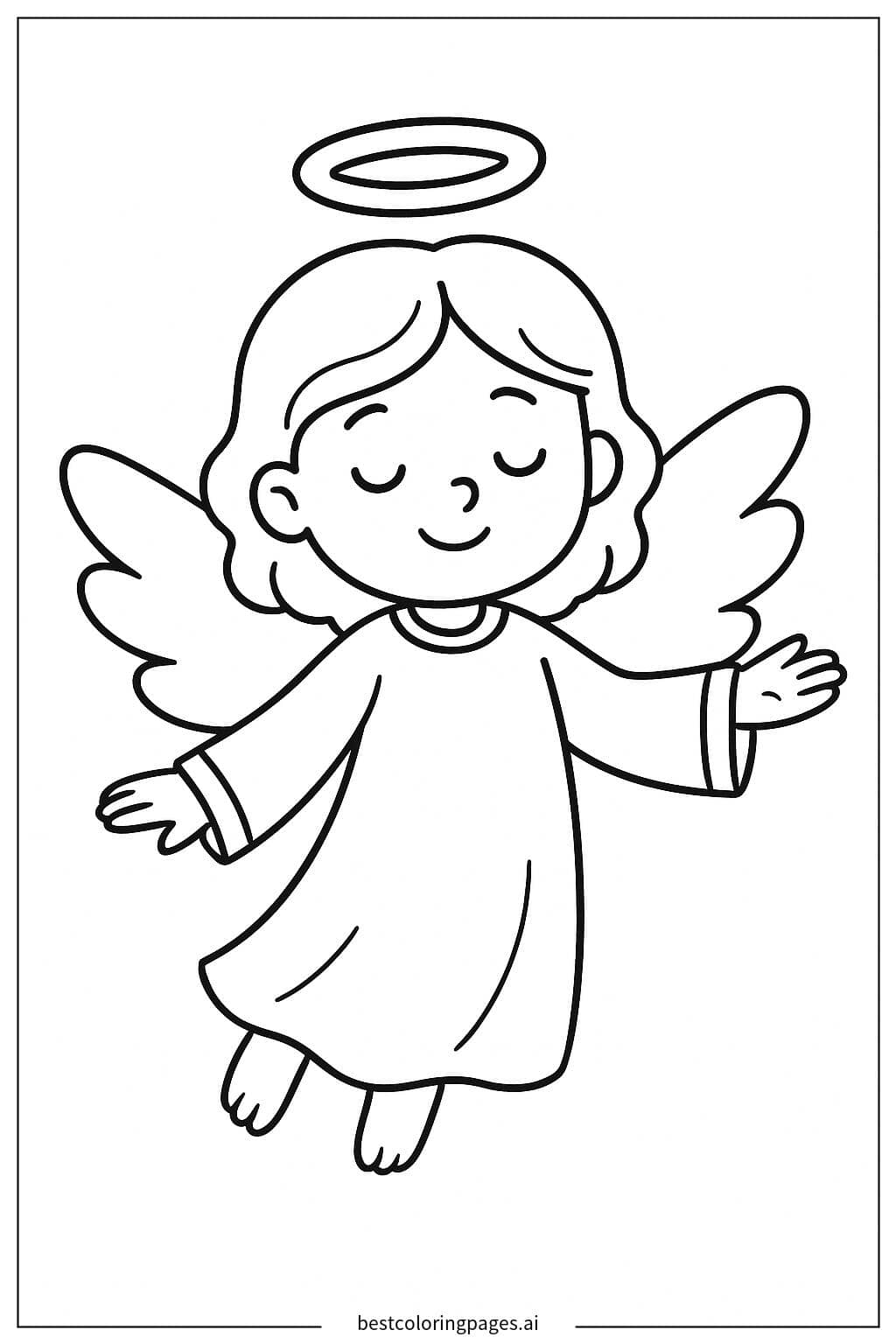 Desenhos de Anjo voador com asas simples para Colorir