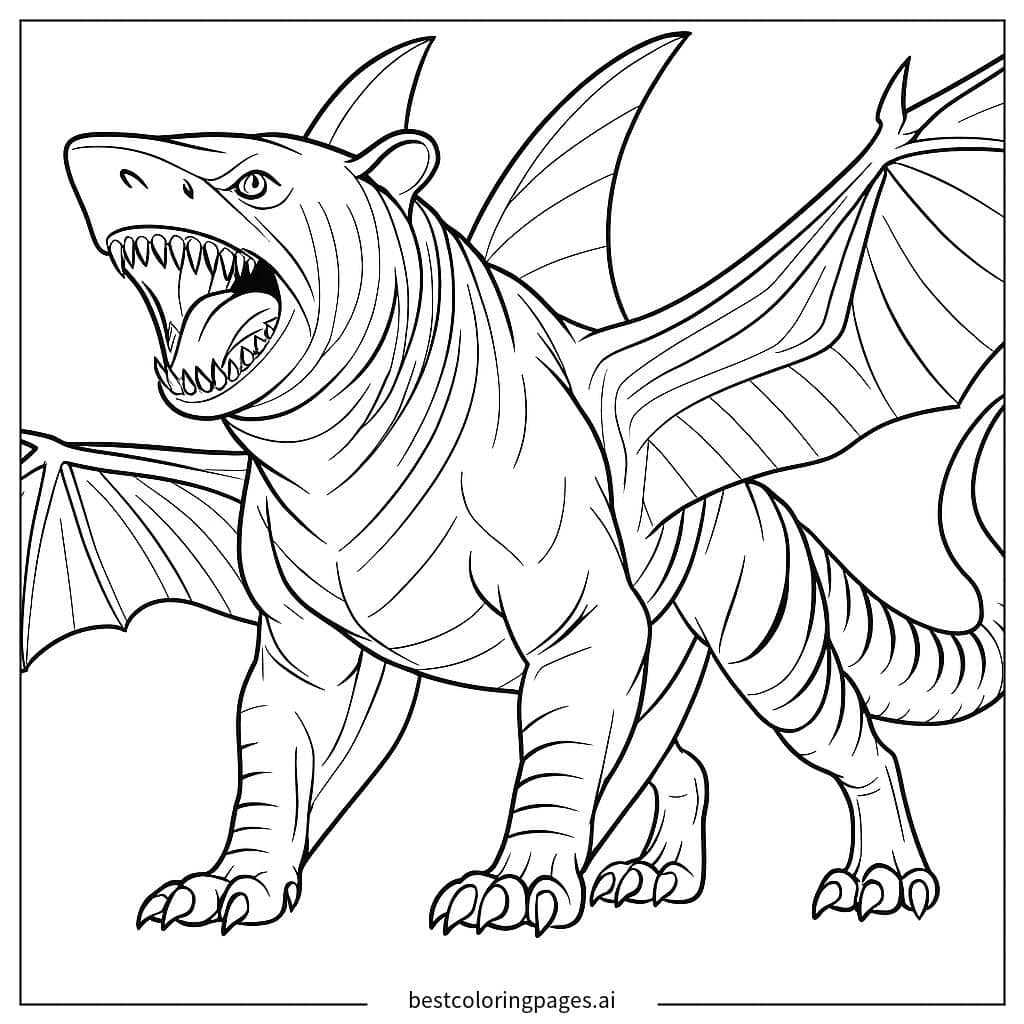 空飛ぶ獣のクリーチャー のぬりえ