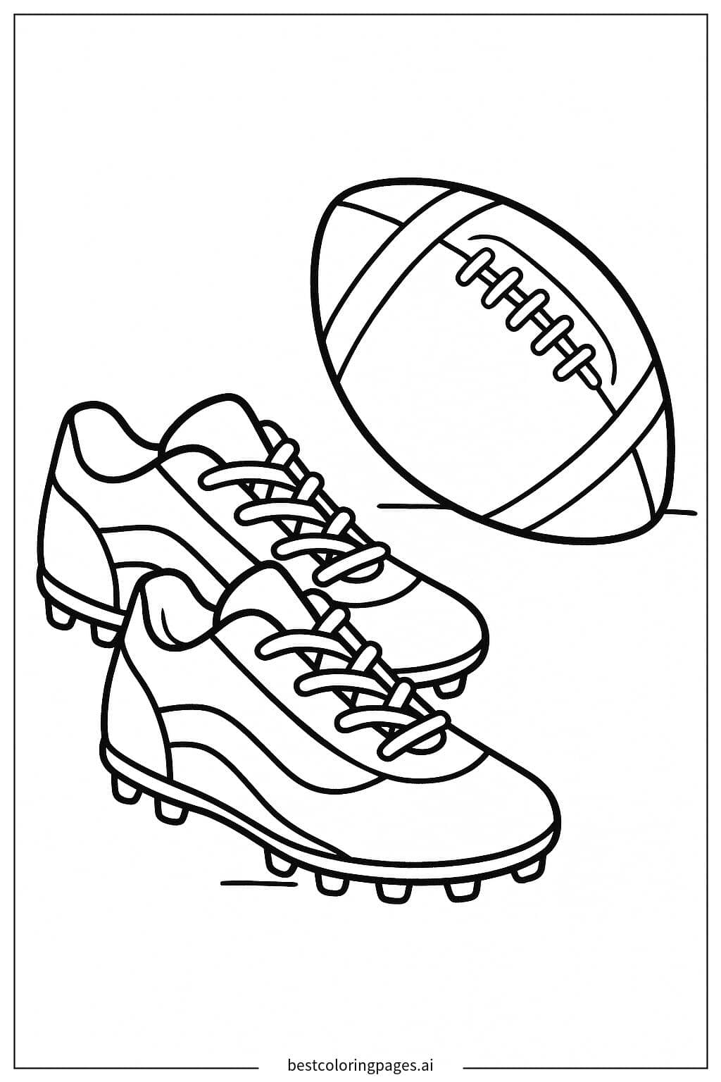 Desenhos de Chuteiras de Futebol Americano no Gramado para Colorir