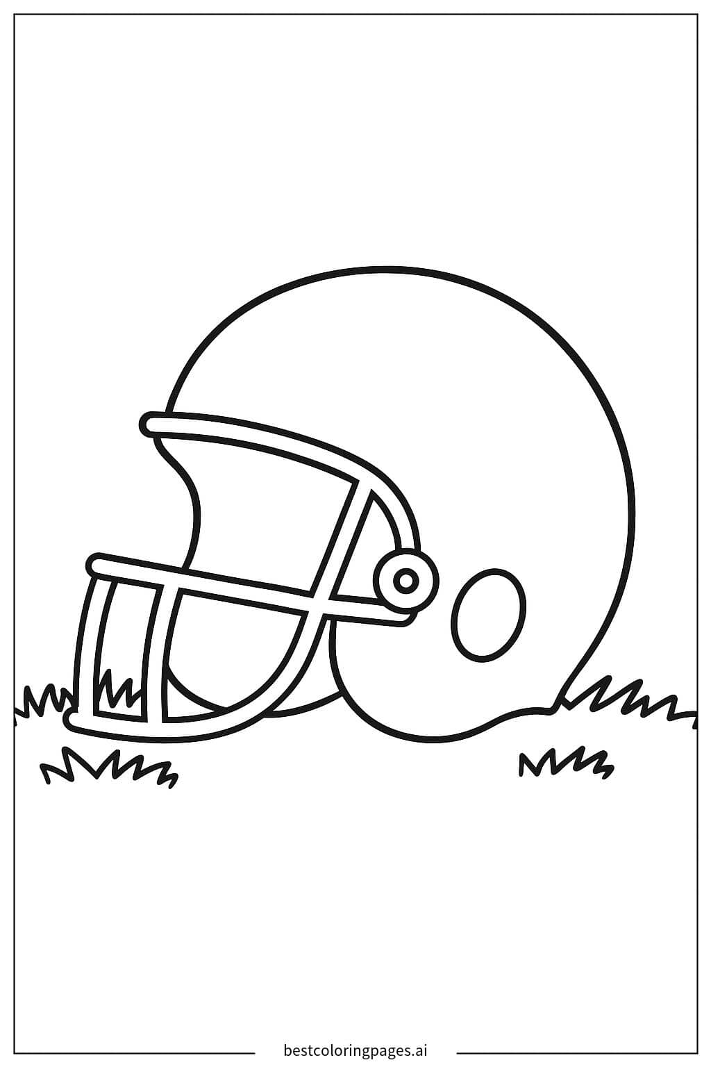 Desenhos de Capacete de Futebol Americano na Grama para Colorir