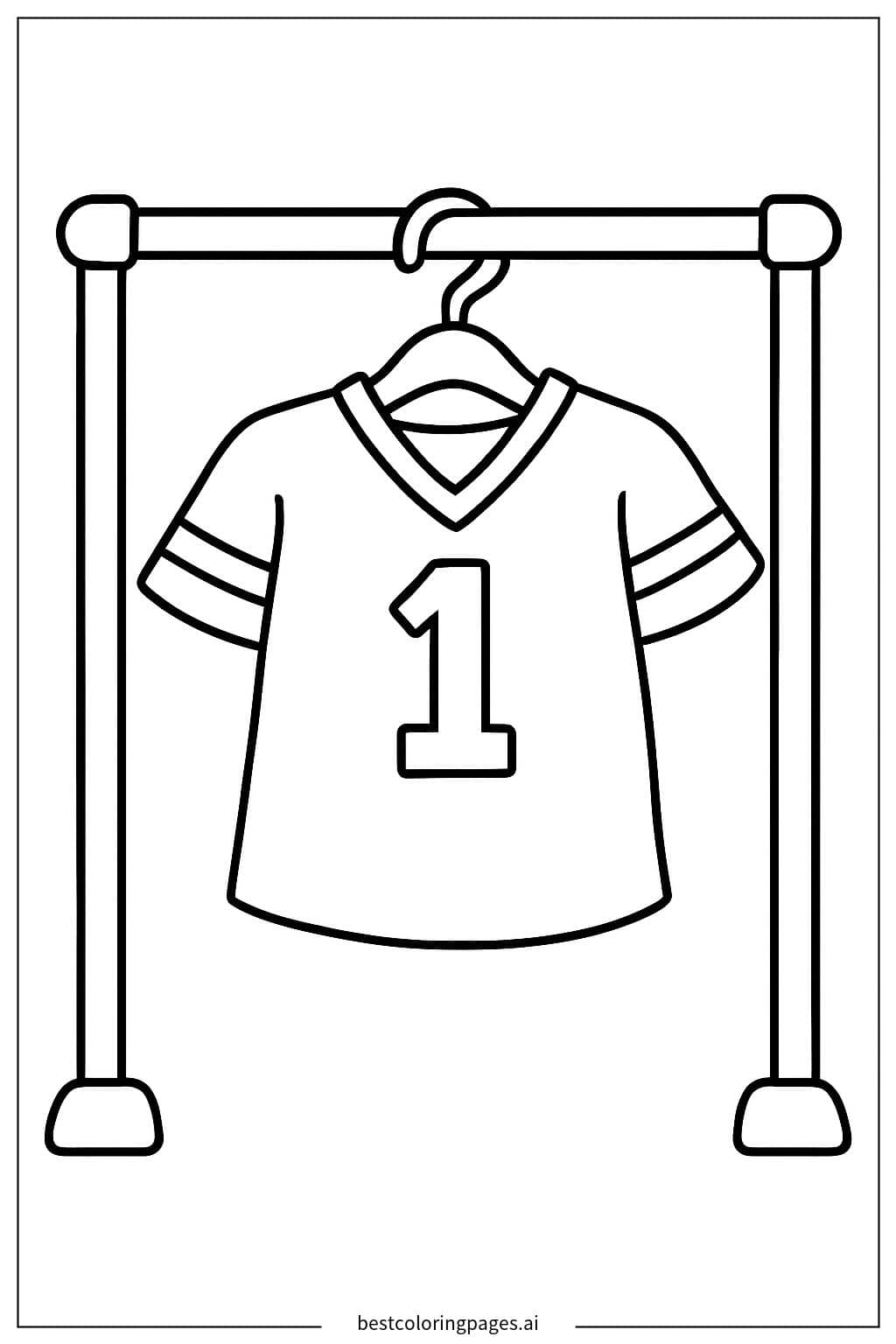 Desenhos de Camisa de futebol americano pendurada no cabide para Colorir