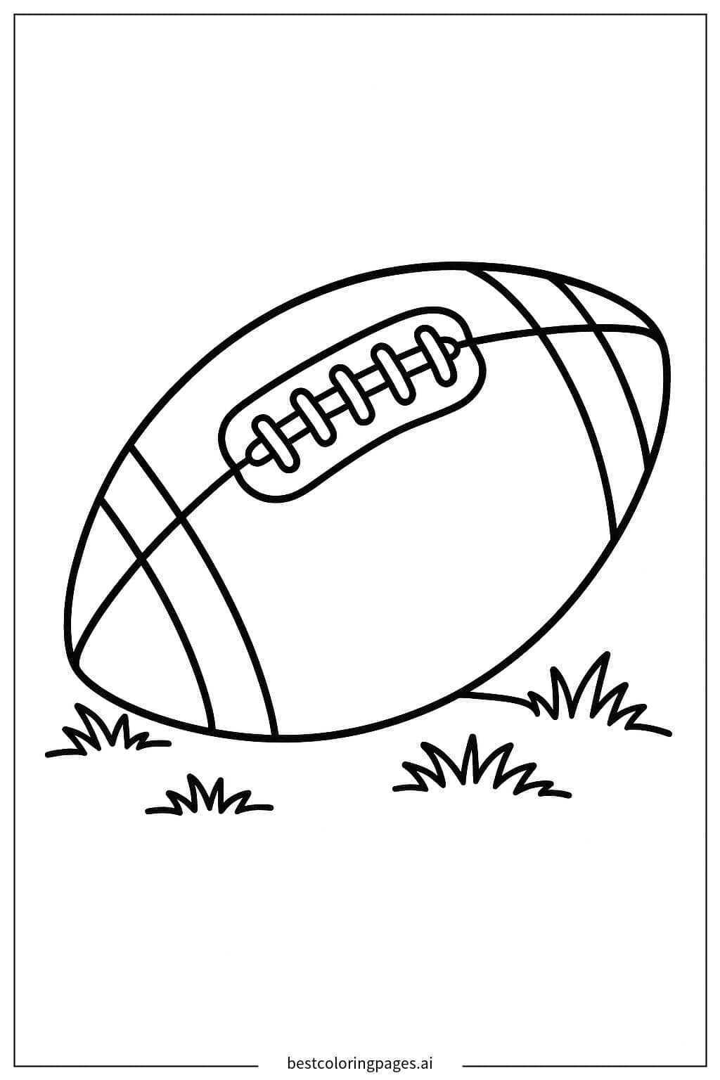 Desenhos de Bola de Futebol Americano no Campo de Grama para Colorir
