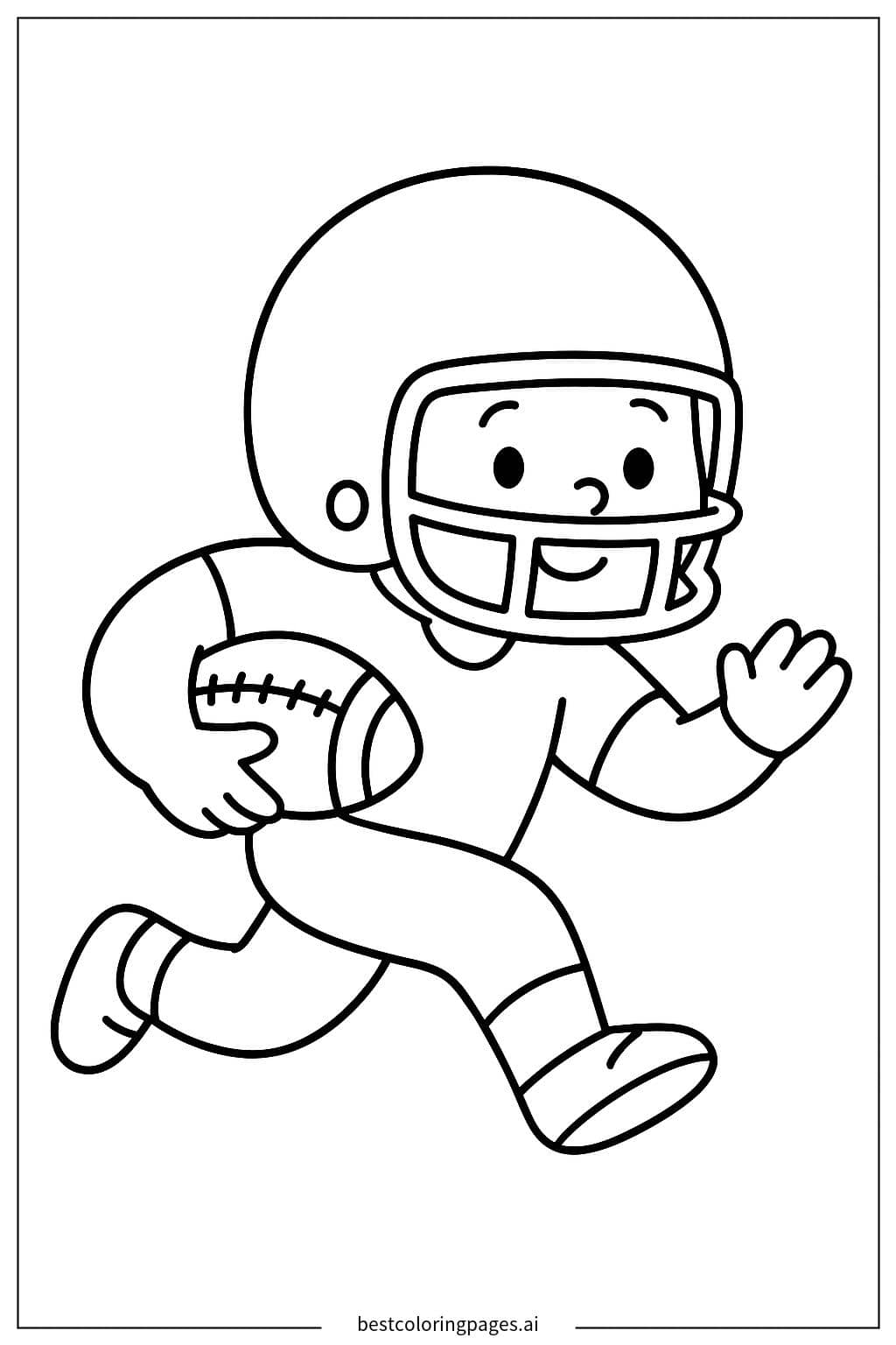 Desenhos de Jogador de Futebol Americano Correndo com a Bola para Colorir