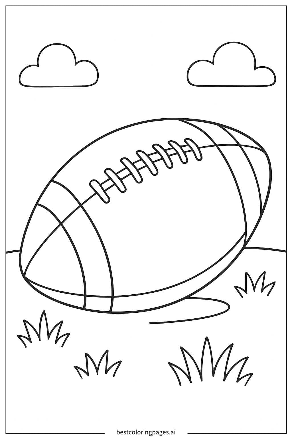Desenhos de Bola de Futebol Americano na Grama para Colorir