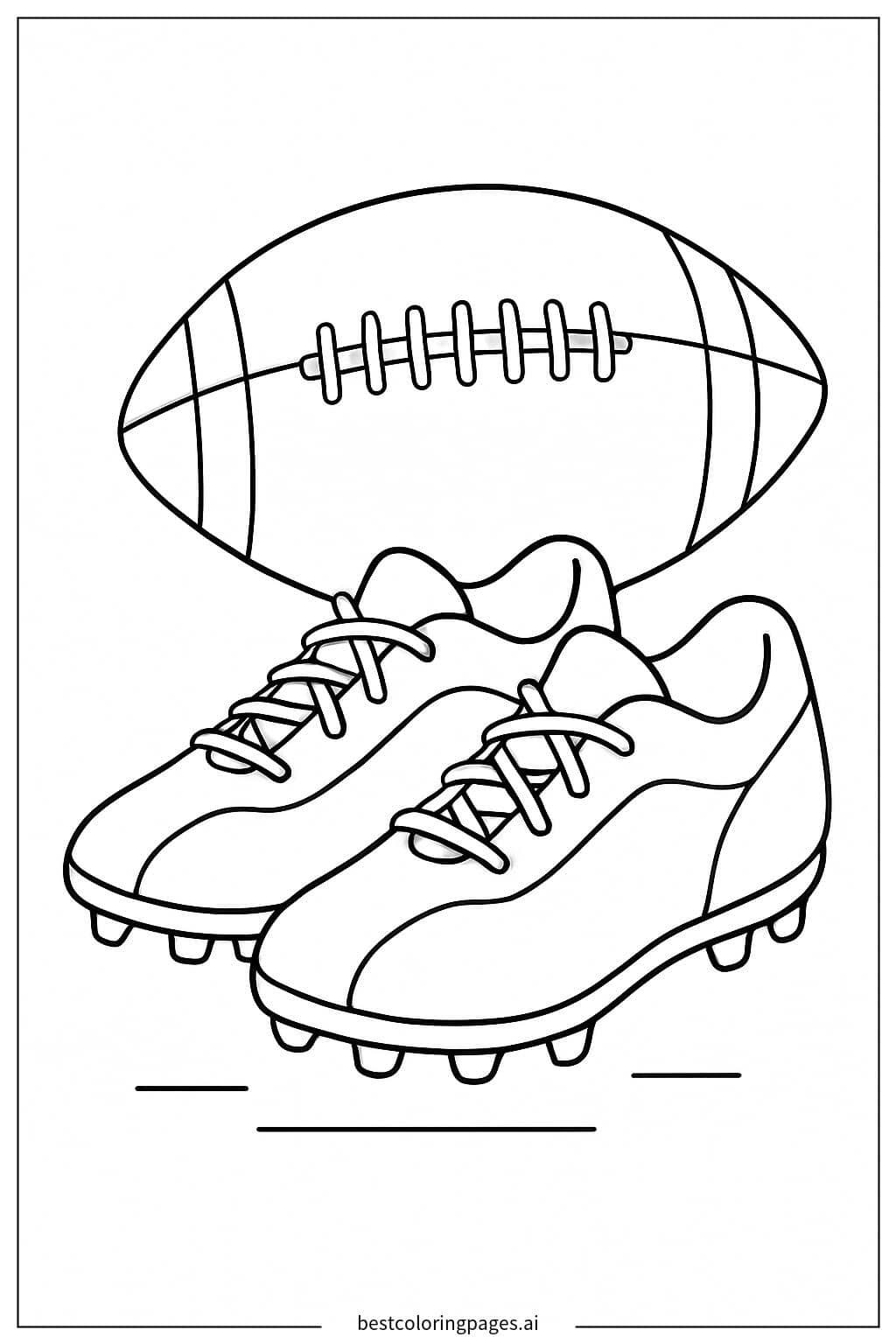 Desenhos de Chuteiras de Futebol Americano no Campo para Colorir