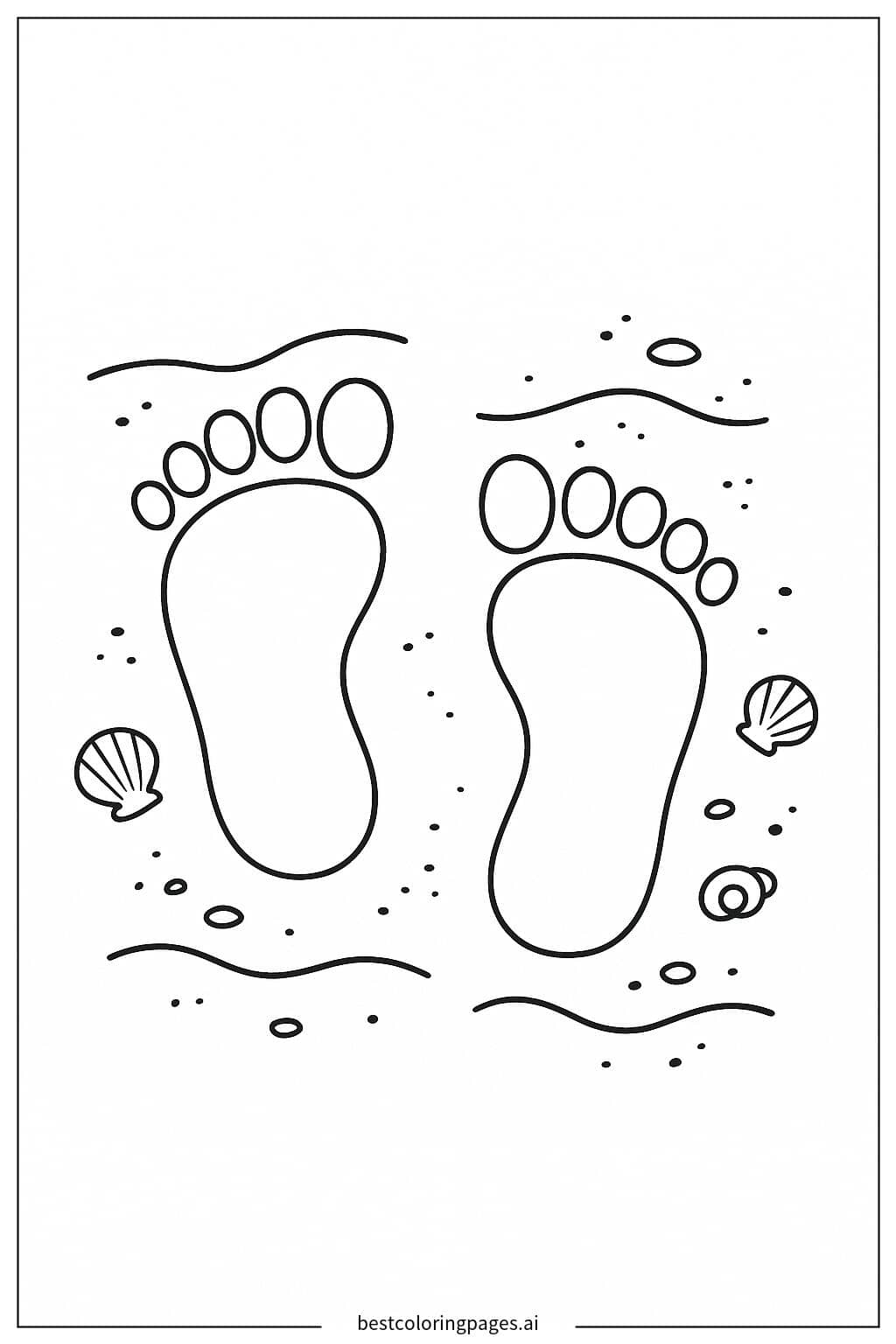 Desenhos de Pegadas na Areia para Colorir