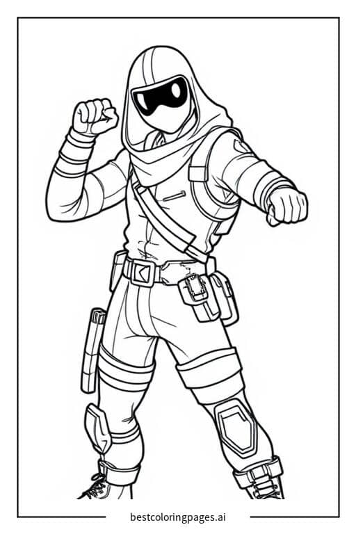 Dibujos de Personaje de Fortnite posando heroicamente para Colorear