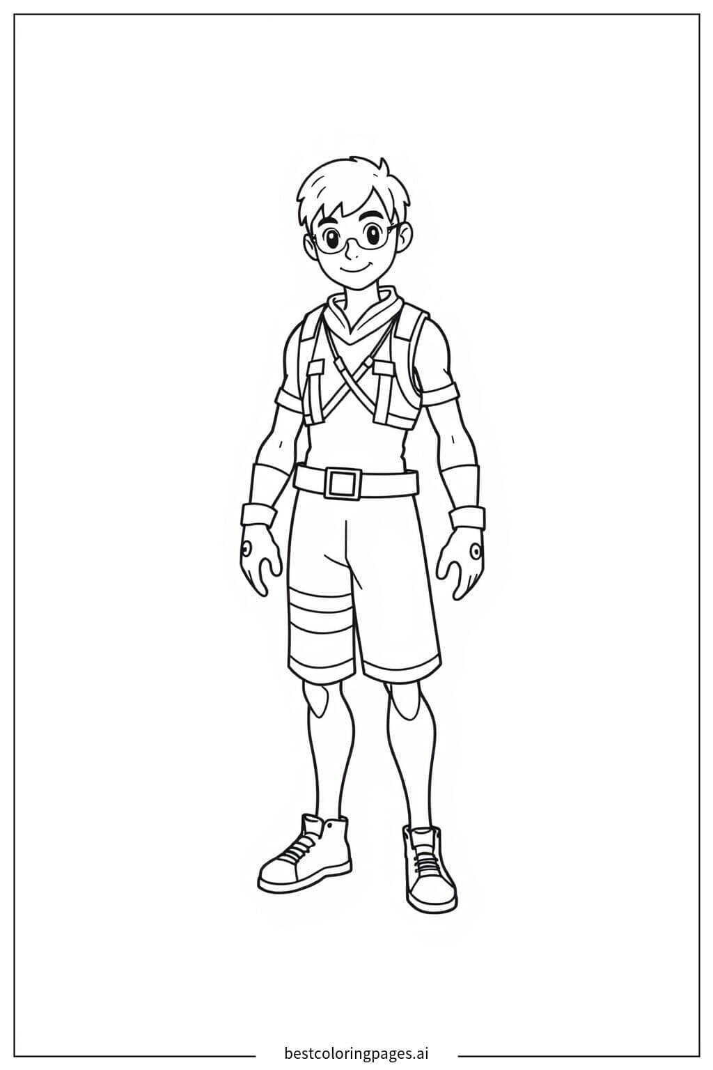 Fortnite Default Character in Action Pose Coloring Page
