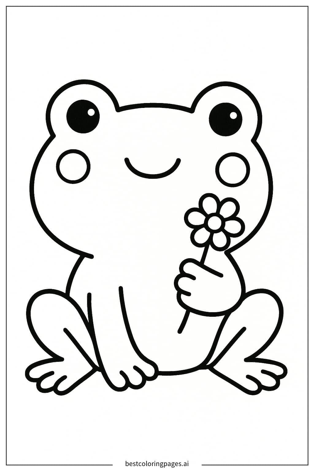 Disegni di Rana con un piccolo fiore da Colorare