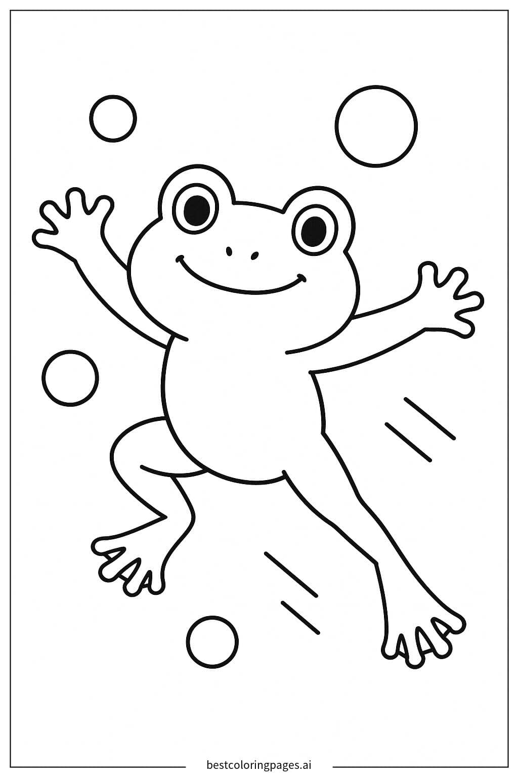 Frog Jumping Coloring Page