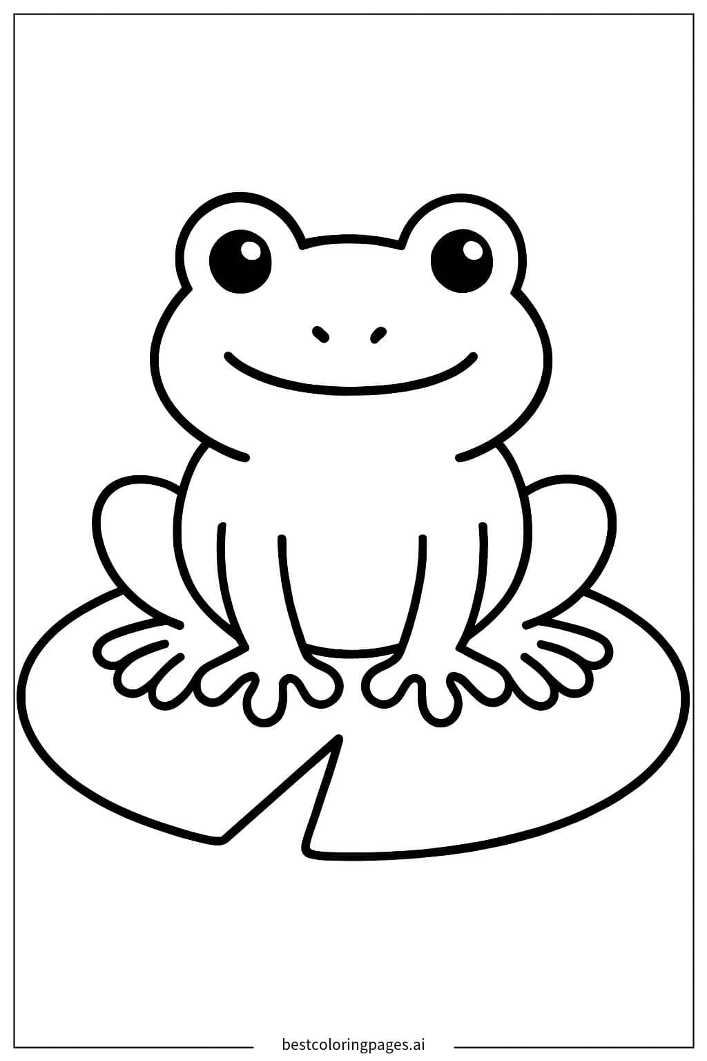 Frog on a Lily Pad Coloring Page