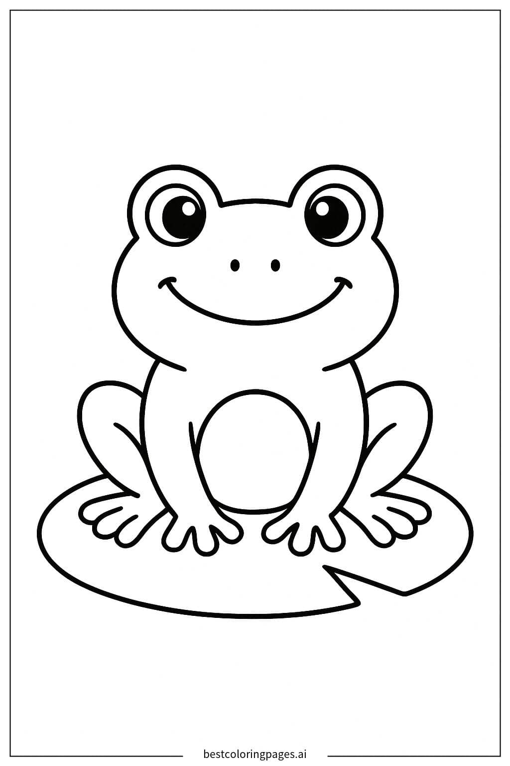 Happy Frog on a Lily Pad Coloring Page