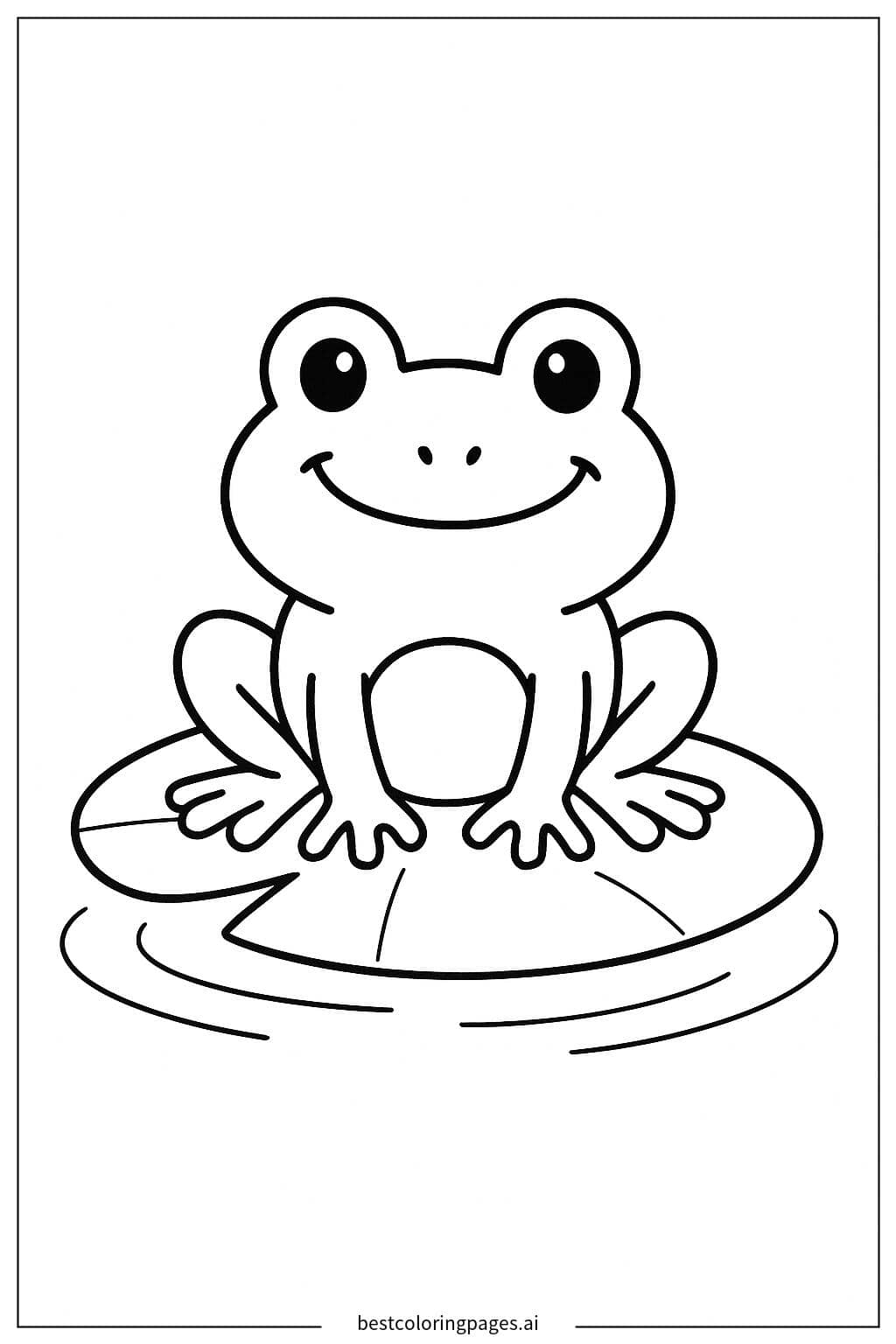 Charming Frog on a Lily Pad Coloring Page
