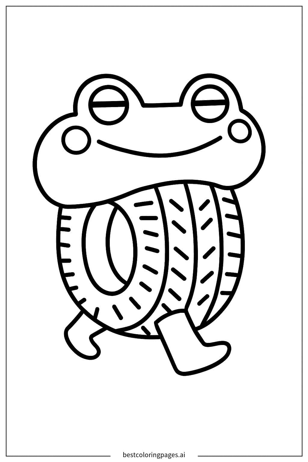 Disegni di Rana che Cammina su una Gomma da Colorare
