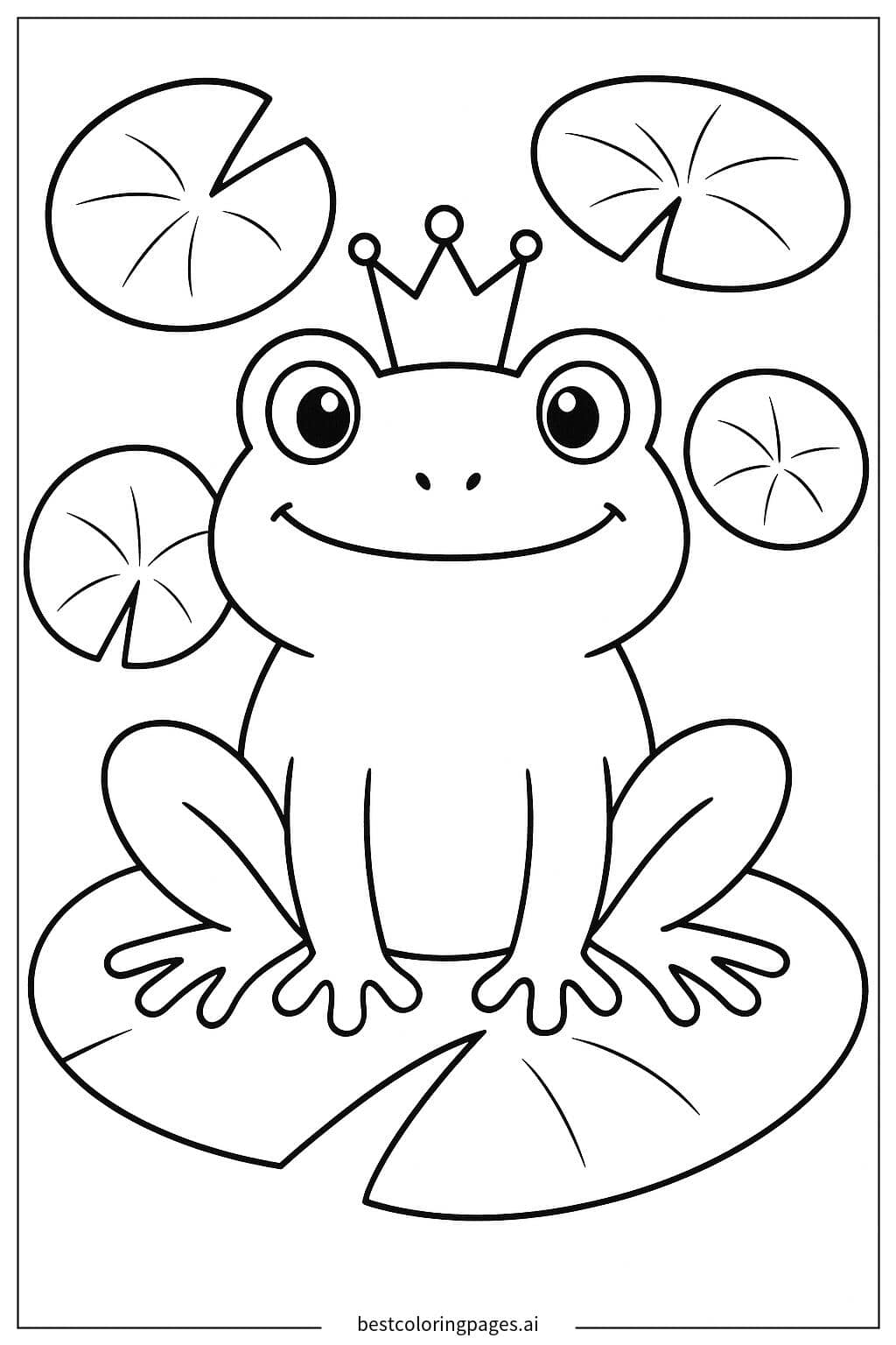 Frog Wearing a Tiny Crown Coloring Page