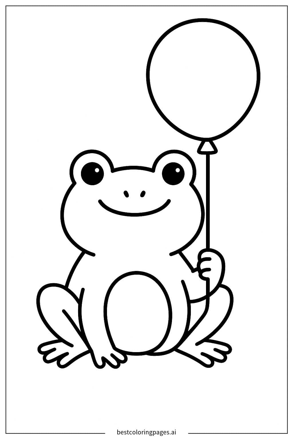 Frog with a Balloon Coloring Page