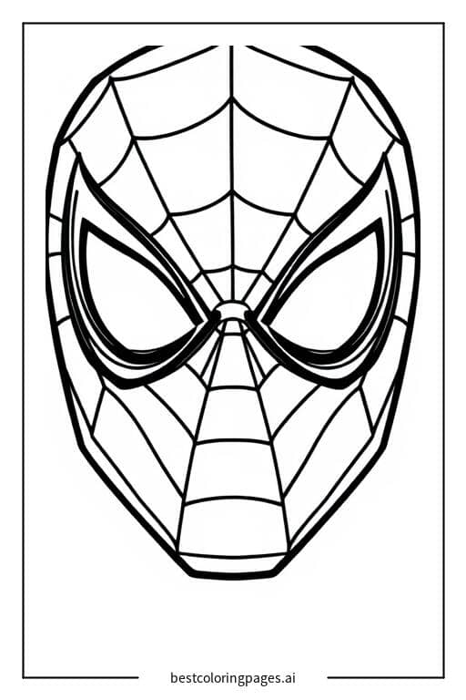 Coloriage Vue de face du masque de Spiderman