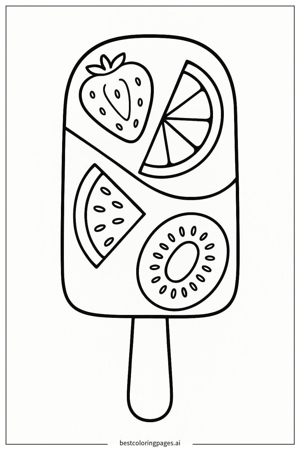 Vibrant Fruit Popsicle Coloring Adventure Coloring Page