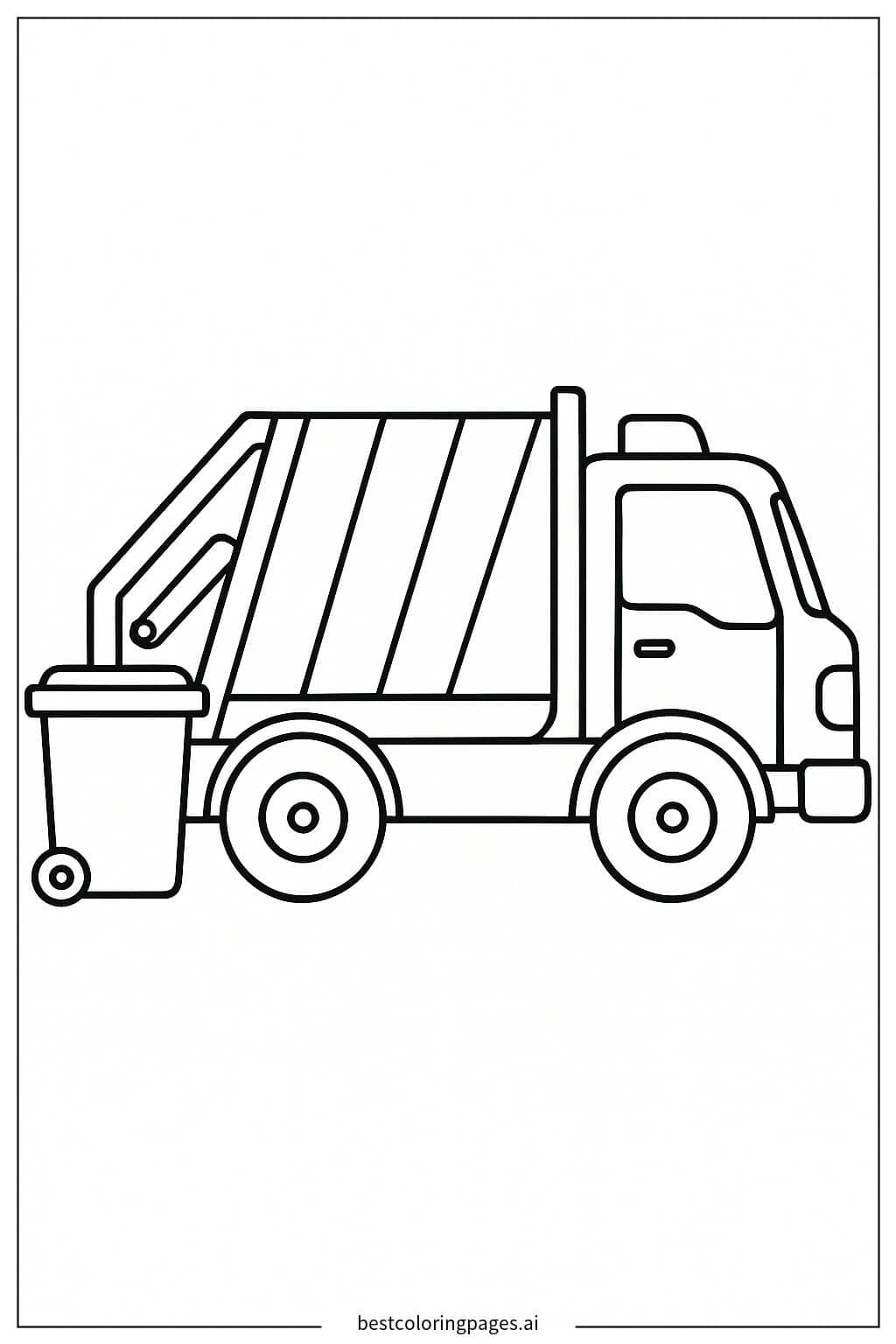 Garbage Truck with a Single Bin Coloring Page