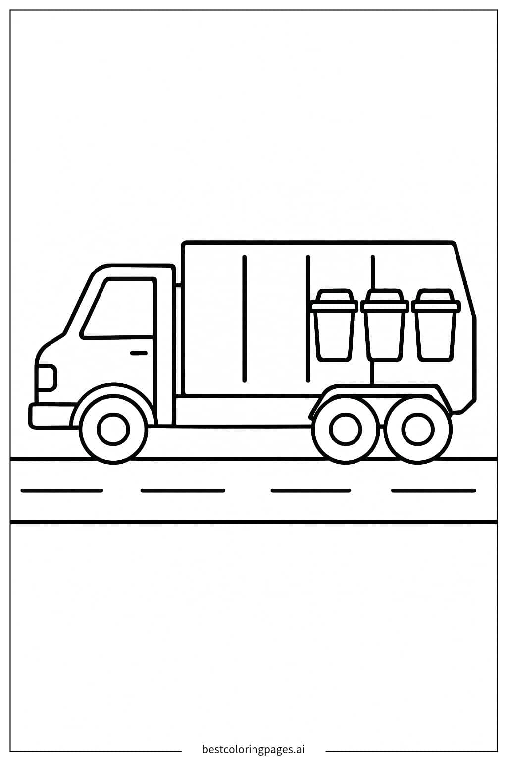 Garbage Truck on a Simple Road Coloring Page