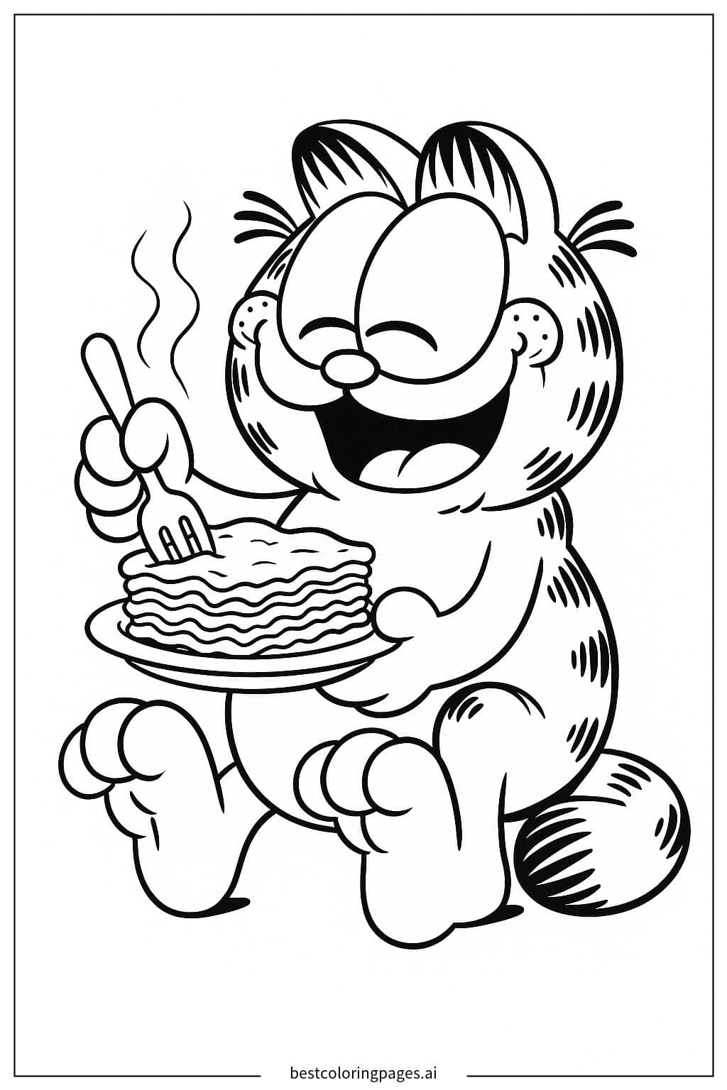 Garfield genießt Lasagne Ausmalbilder