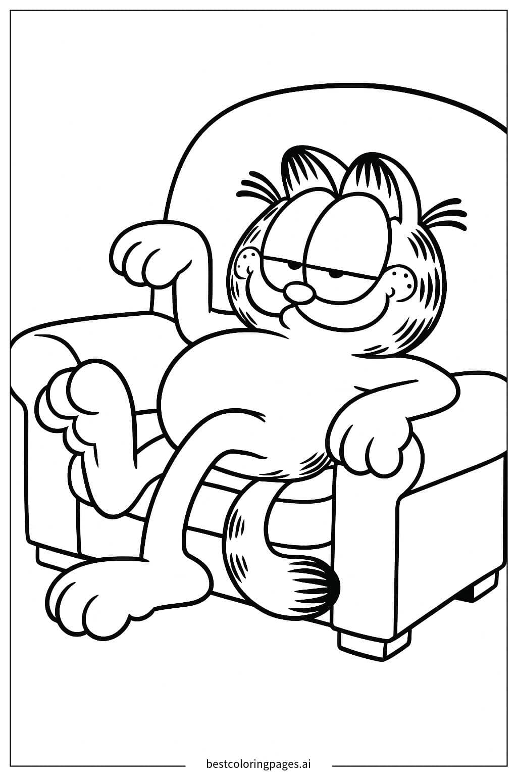 Coloriage Garfield allongé sur un canapé