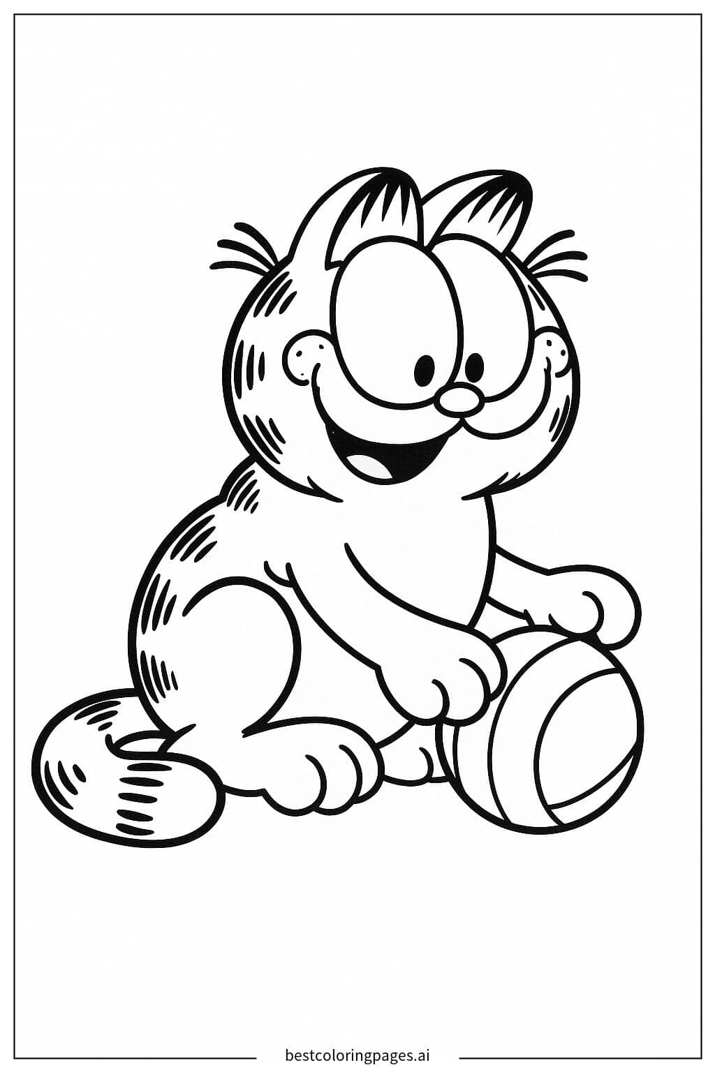 Garfield Playing with a Ball Coloring Page