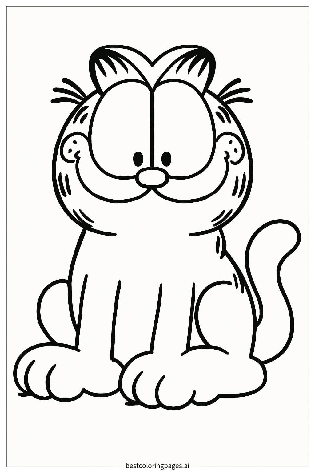 Coloriage Garfield assis et souriant