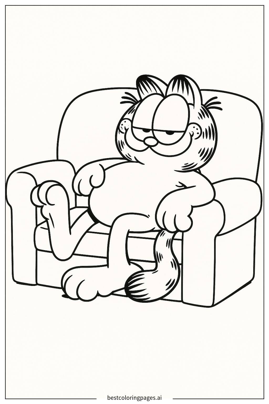 Garfield entspannt auf dem Sofa Ausmalbilder