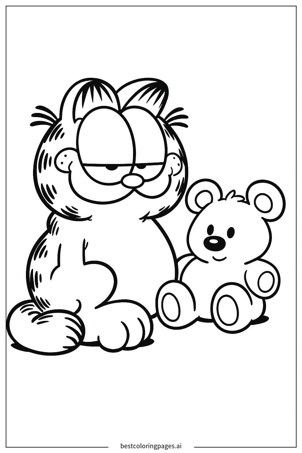 Garfield and Pooky: A Cozy Moment Coloring Page
