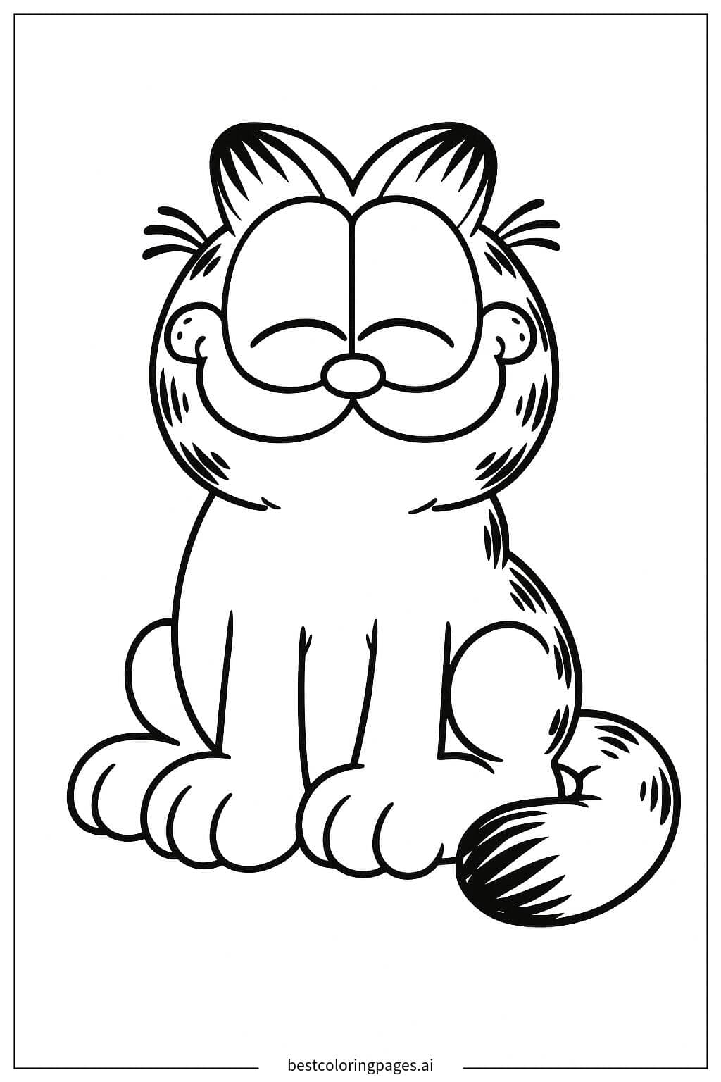 Garfield Smiling with Closed Eyes Coloring Page
