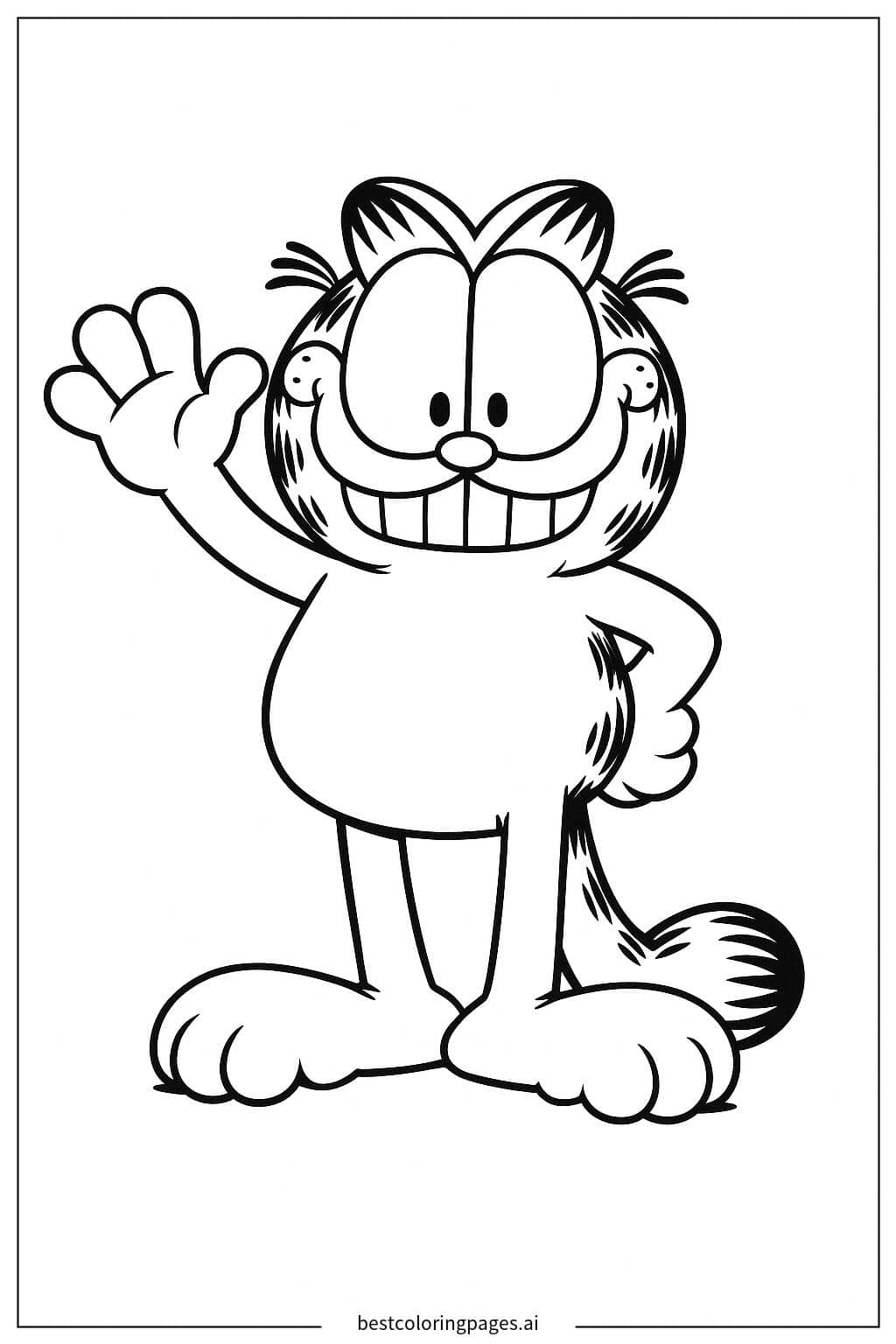 Coloriage Garfield dit bonjour