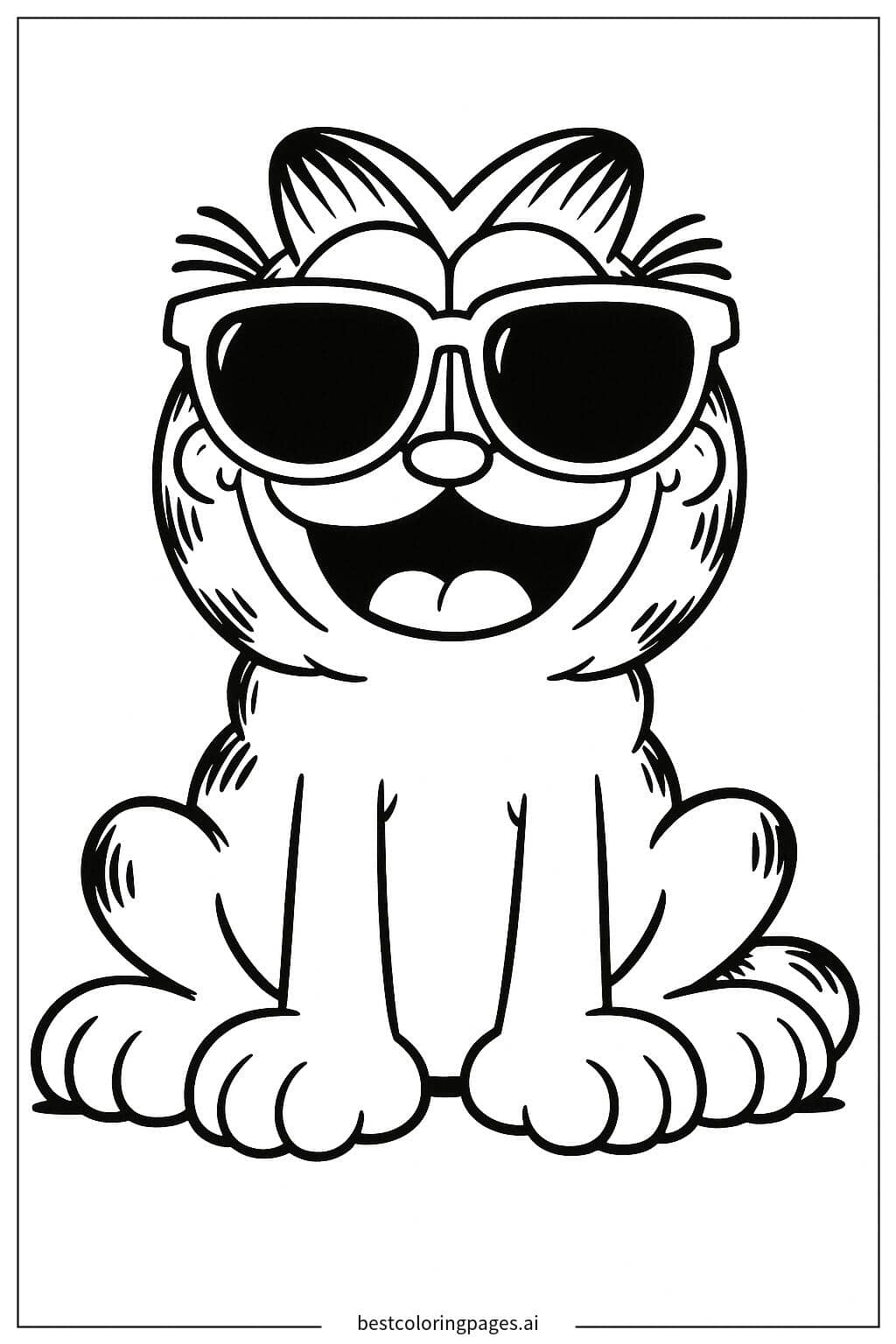 Coloriage Garfield portant des lunettes de soleil
