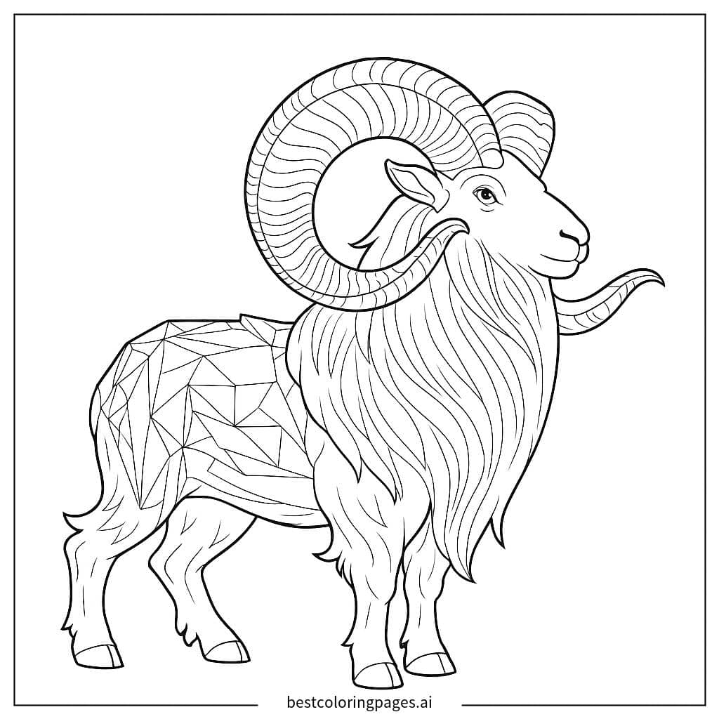 Disegni di Creatura Geometrica di Ariete da Colorare