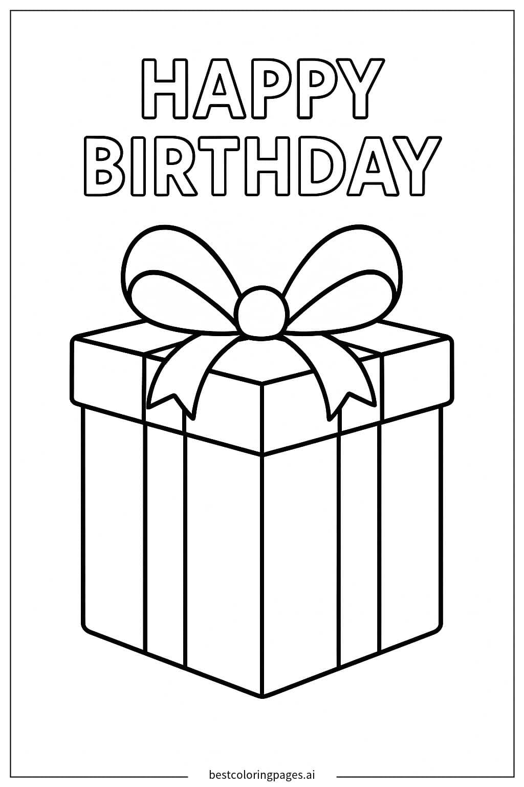 Charming Gift Box with Ribbon Coloring Page