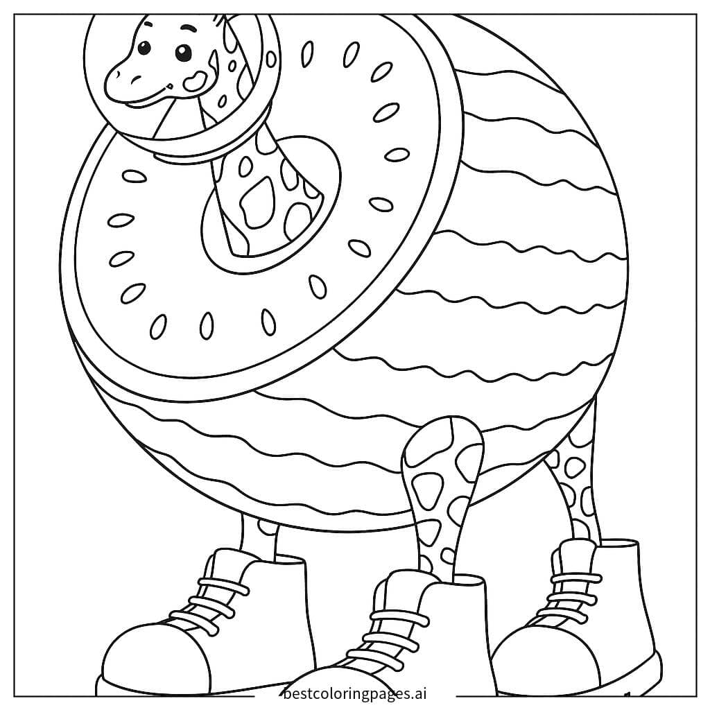 Disegni di Creatura di Giraffa e Anguria da Colorare
