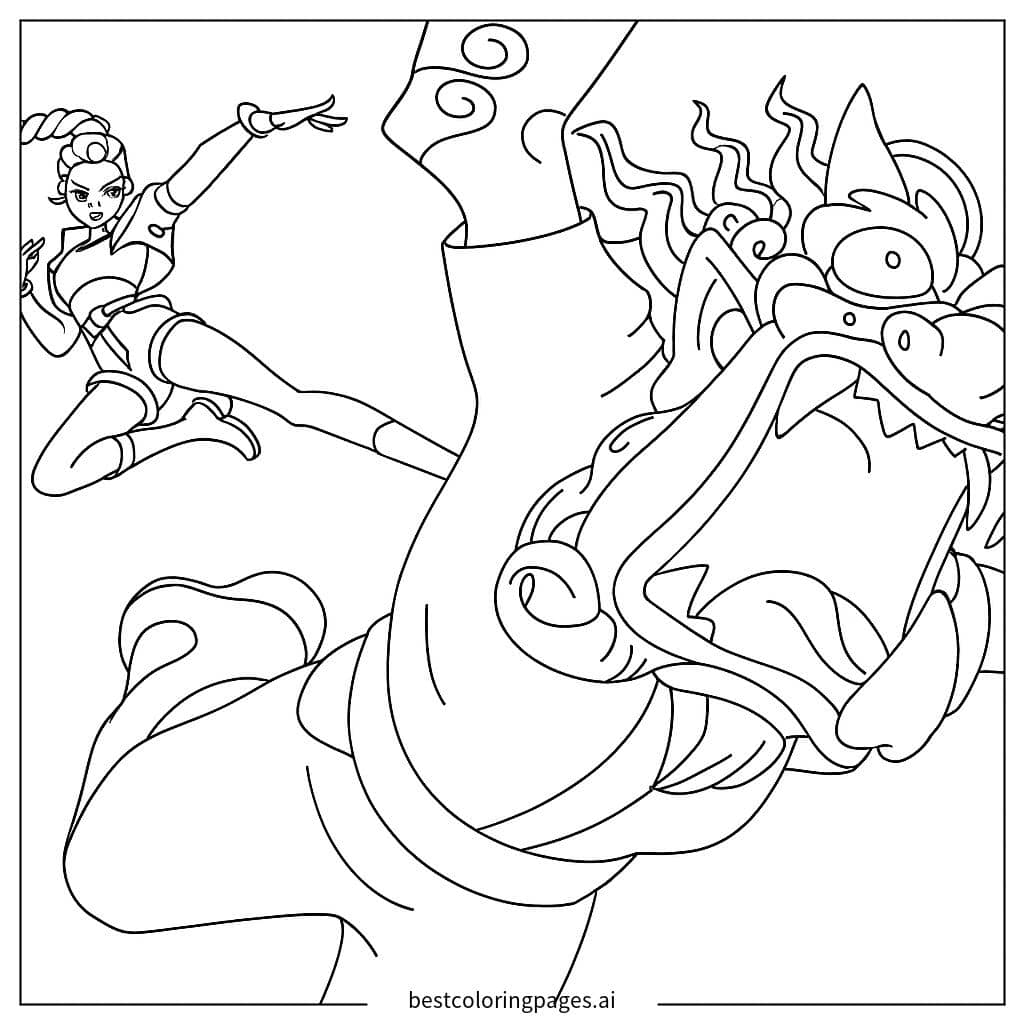 Dibujos de Chica enfrentándose al demonio para Colorear