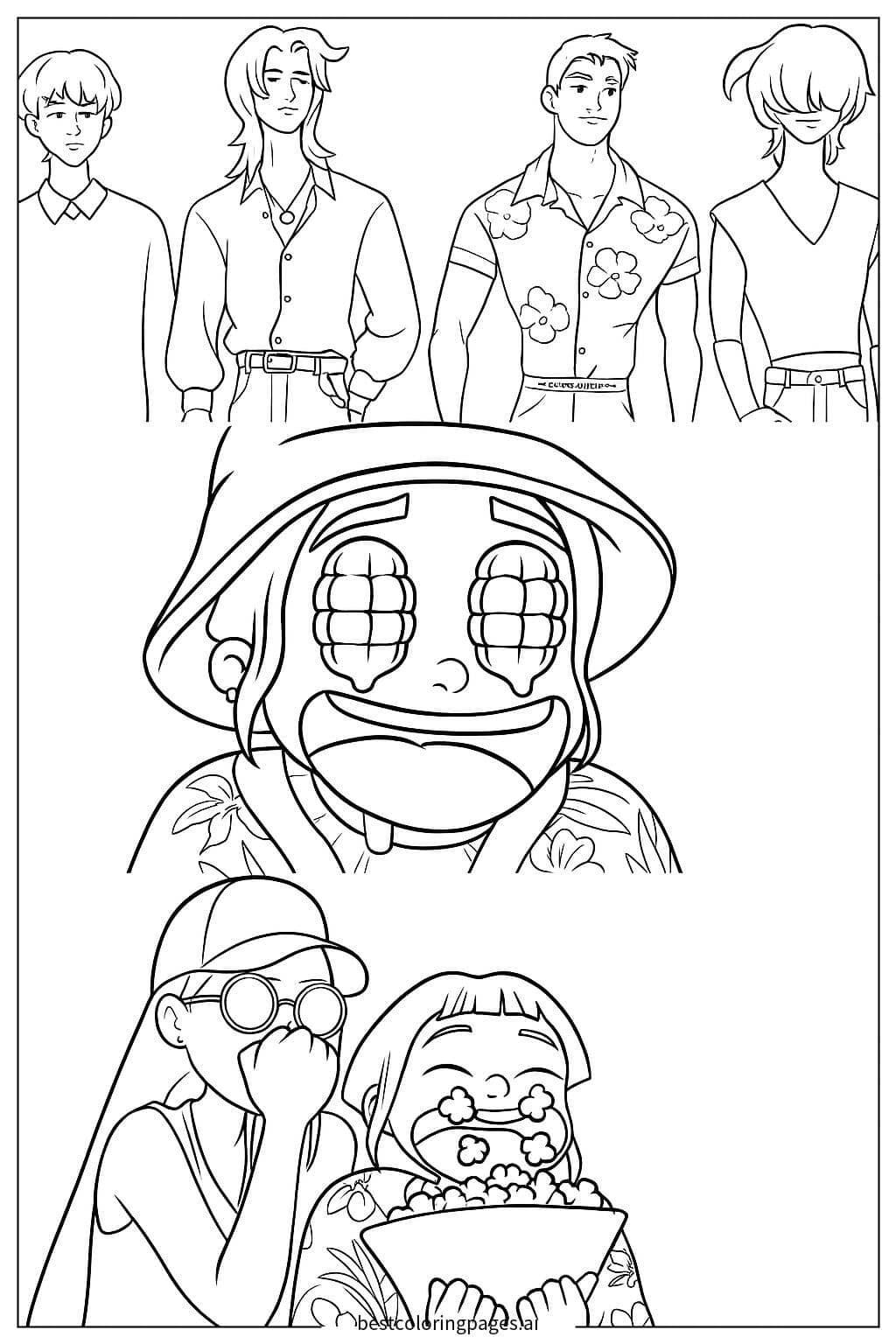 Dibujos de Niña comiendo palomitas para Colorear