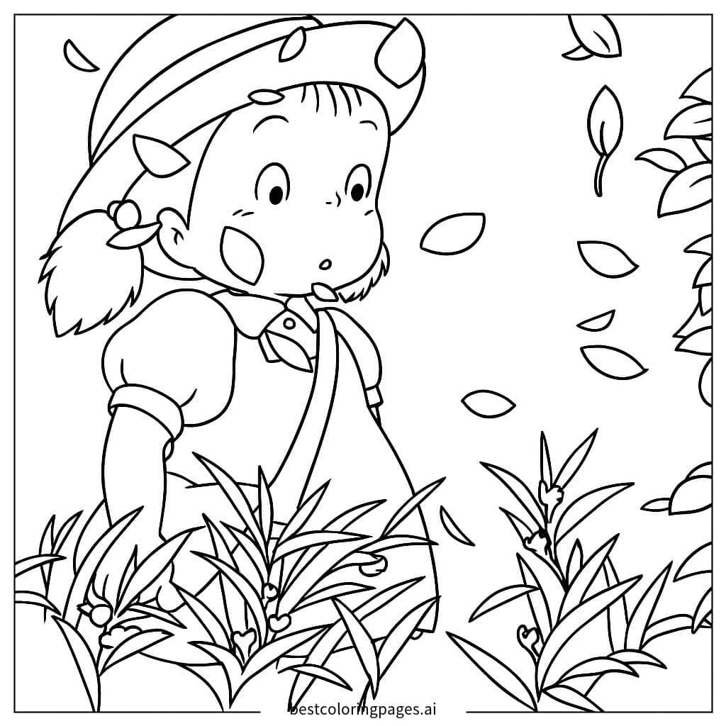Dibujos de Niña explorando la naturaleza para Colorear